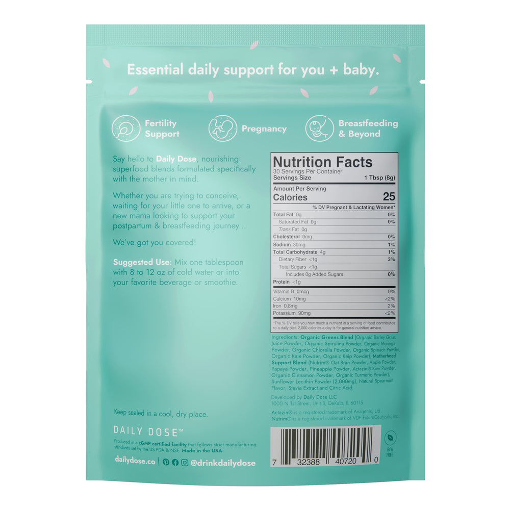 Daily Dose Greens - Superfoods for Motherhood - Nutrition Facts